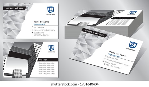 Business card template (85x55 mm) - modern office buildings
