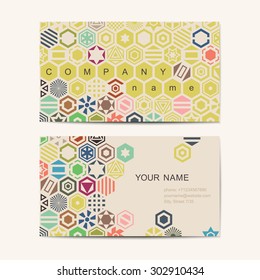 Business card template with abstract background. Vector illustration.