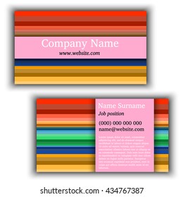 Business card template with abstract background. Multicolored lines.