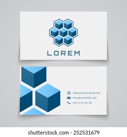Business card template. Abstract cubes. Concept logo. Vector illustration