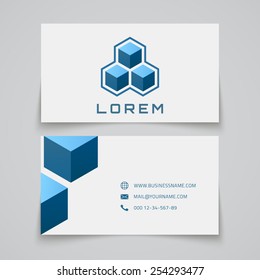 Business card template. Abstract cubes. Concept logo. Vector illustration