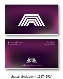 Business card template with abstract icon. Vector design.
