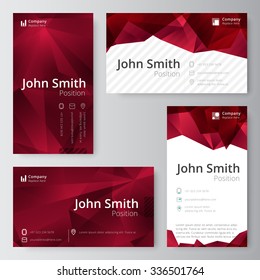 Business card template. abstract, low polygon style. vector stock.