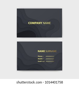 Business card template with abstract realistic paper cut design, vector illustration