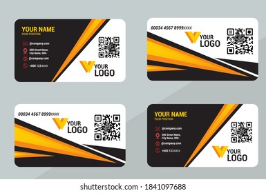 Business card template with abstract shapes . Vector Illustration