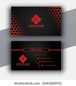 Business card template with abstract shapes.