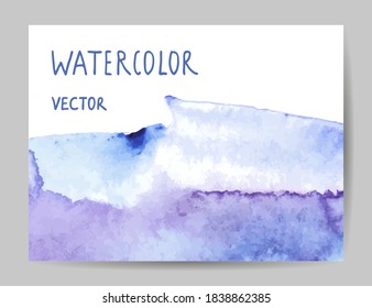 Business card template with abstract watercolor elements. Hand drawn vector illustration.