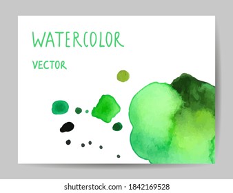 Business card template with abstract watercolor elements. Hand drawn vector illustration.
