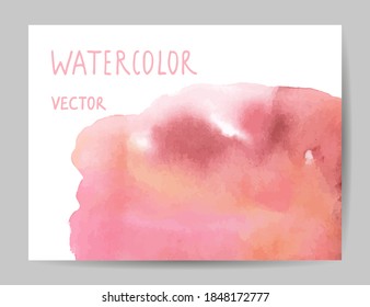 Business card template with abstract watercolor elements. Hand drawn vector illustration.