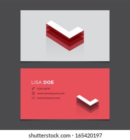 Business card template with alphabet letter L.