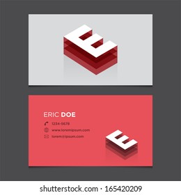 Business card template with alphabet letter E.