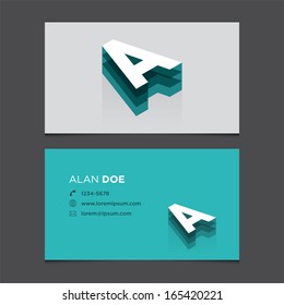 Business card template with alphabet letter A.