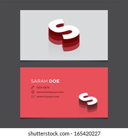 Business card template with alphabet letter S.