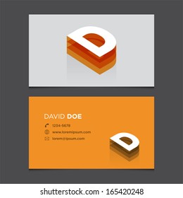 Business Card Template With Alphabet Letter D.