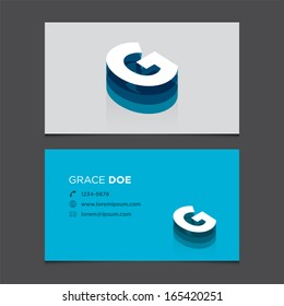 Business card template with alphabet letter G .