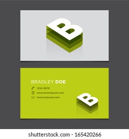 Business card template with alphabet letter B.