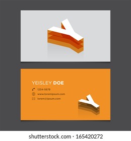 Business card template with alphabet letter Y.