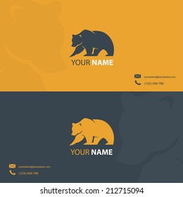 Business card template with bear symbol - vector illustration