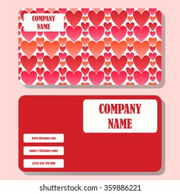 Business card template with a beautiful background of hearts and concise design.