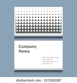 Business card template with black triangle pattern background. Editable vector graphic for company and business.