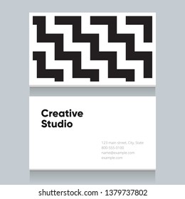 Business card template with black and white pattern background, version 6. Vector graphic design elements editable for company and entrepreneur.