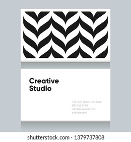 Business card template with black and white pattern background, version 8. Vector graphic design elements editable for company and entrepreneur.