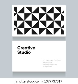 Business card template with black and white pattern background, version 3. Vector graphic design elements editable for company and entrepreneur.