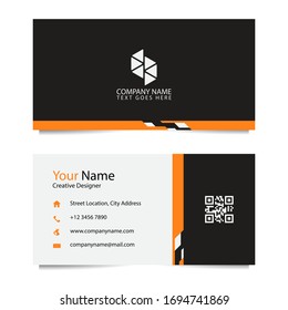 Business Card Template with Black White Orange Background. Vector illustration