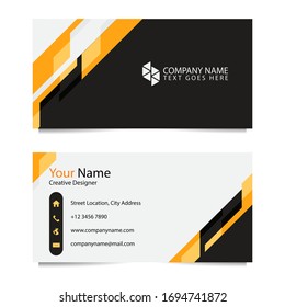 Business Card Template with Black White Orange Background. Vector illustration