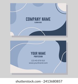 Business card template with blue abstract background. Vector illustration