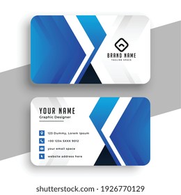 business card template in blue geometric style