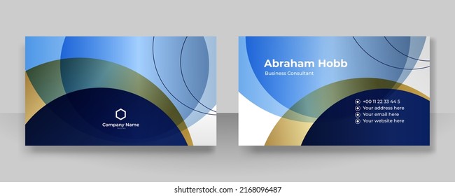 Business card template in blue gold color design vector