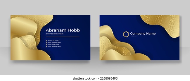 Business card template in blue gold color design vector