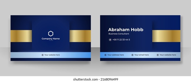 Business card template in blue gold color design vector
