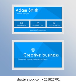 Business card template - blue and light grey design