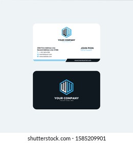Business card template, blue pattern vector design editable