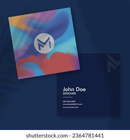 Business card template, blue pattern vector design editable