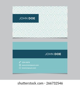 Business Card Template, Blue Pattern Vector Design Editable