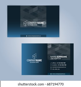 Business card template. Blue and white, Illustration Vector10