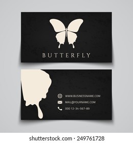 Business card template. Butterfly logo. Vector illustration