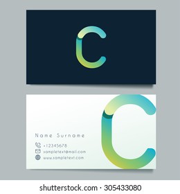 Business Card Template With C Logo : Vector Illustration
