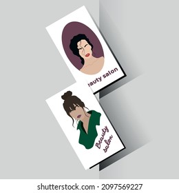 Business card template. Business cards for beauty salon, hairdresser, barbershop. Female portraits. Vector illustration