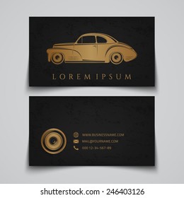 Business card template. Classic car logo. Vector illustration