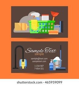 Business card template of cleaning service vector illustration