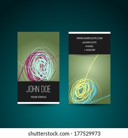 Business Card Template with Colorful Doodle Pattern