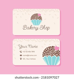 business card template for confectionery, bakery, brigadeiro business. vector illustration.