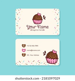 Business Card Template For Confectionery, Bakery, Brigadeiro Business. Vector Illustration.