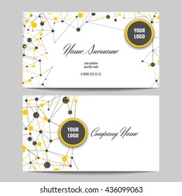 Business card template with with connection abstract background. Front and back side. Stock vector.