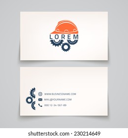 Business Card Template. Construction Conceptual Logo. Vector Illustration