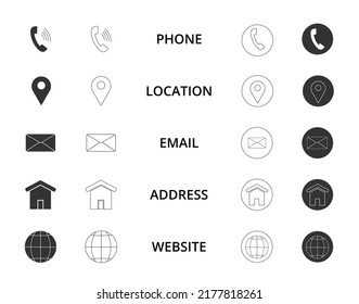 Business card template with contacts, website and company information icons for presentation and identification. Element of personal brand identity